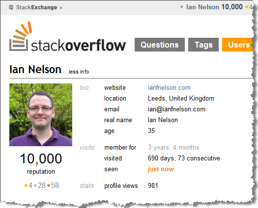 Stack Overflow - Ian Nelson Profile