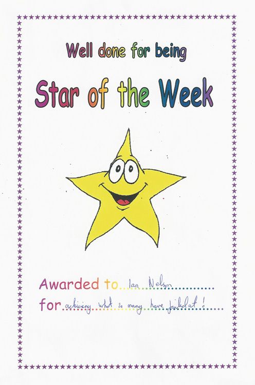 Star Of The Week Certificate