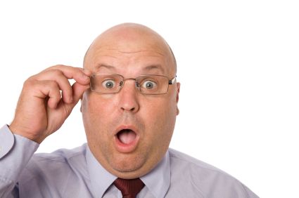 Shocked businessman can't believe his eyes